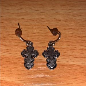 Silver cross earrings